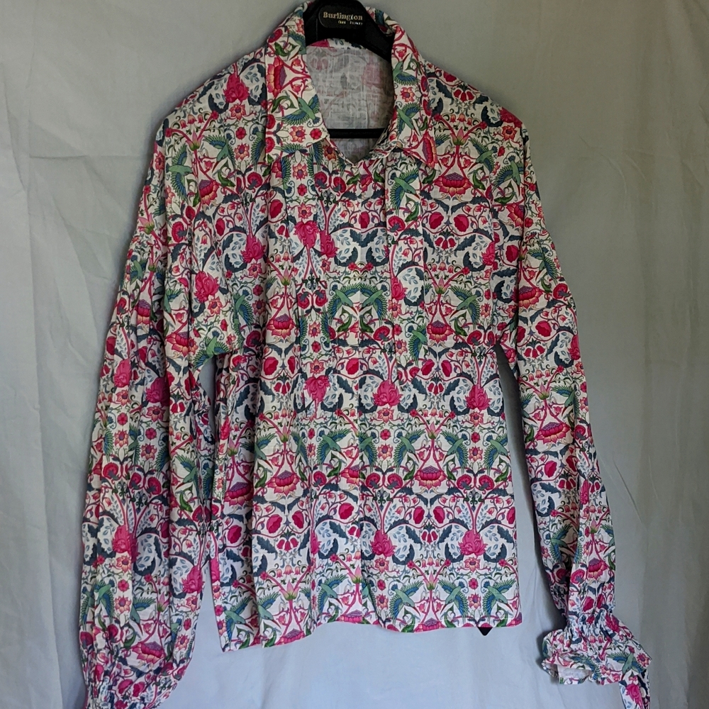BlackMilk kingfisher garden puff sleeve blouse xl NEW NWT